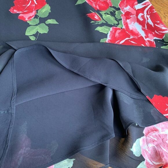 Amorose Black Long‎ Dress with Red Large Floral - Picture 10 of 12